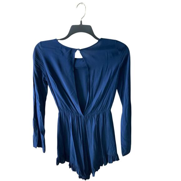 Altard State Romper  Womens M Lace Neck Elastic Waist Ruffle Keyhole Back Casual - Picture 2 of 8